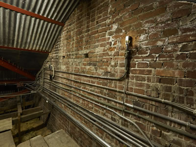 Image: brick wall structure of the attic